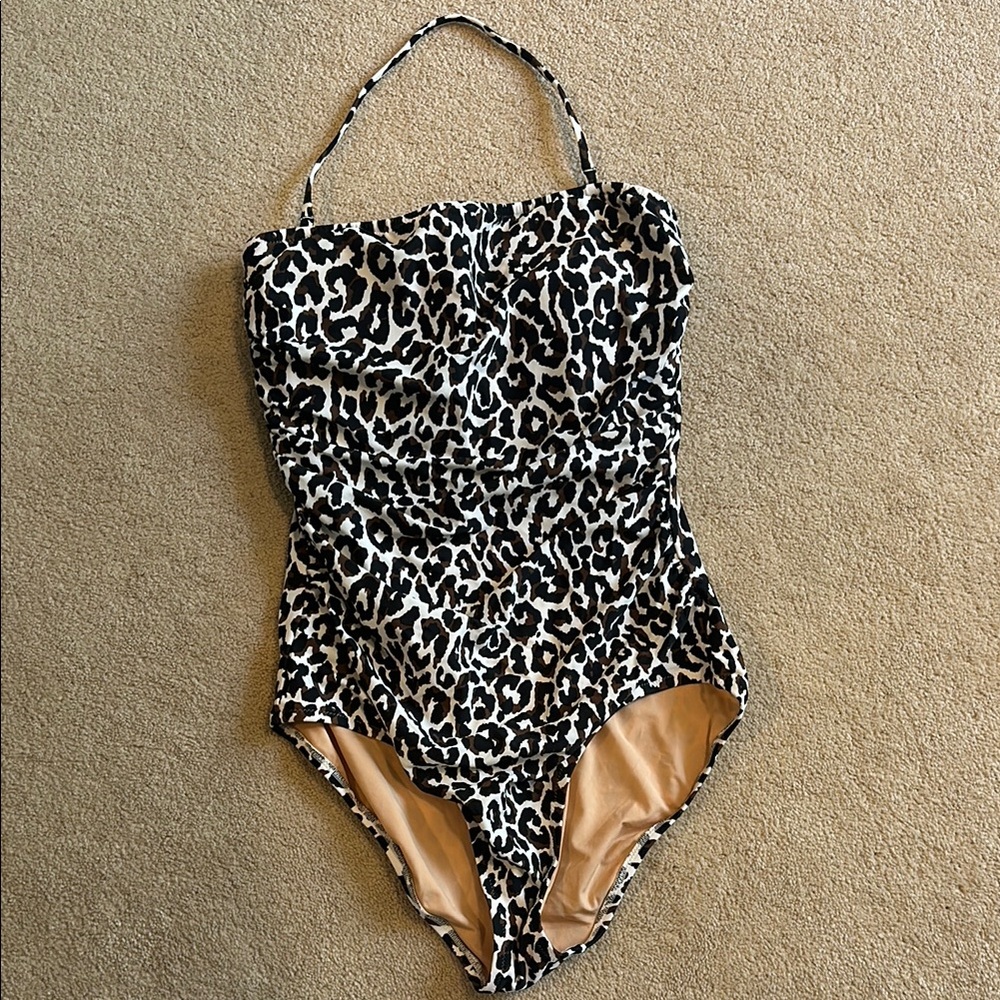 J Crew Leopard Print One-Piece Swimsuit